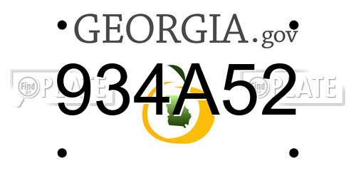 934A52 Georgia License Plate