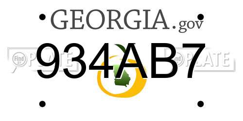 934AB7 Georgia License Plate