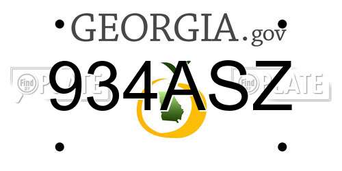 934ASZ Georgia License Plate