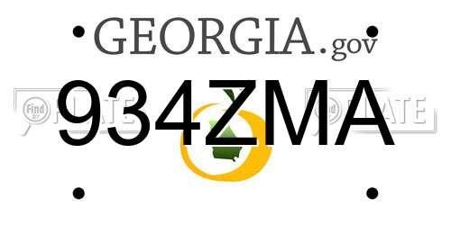 934ZMA Georgia License Plate