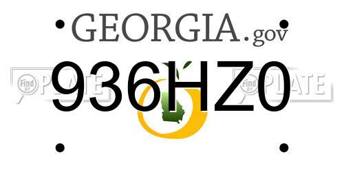 936HZ0 Georgia License Plate