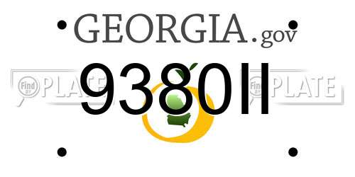 9380II Georgia License Plate