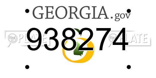 938274 Georgia License Plate