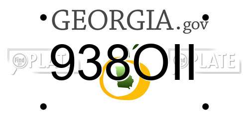 938OII Georgia License Plate