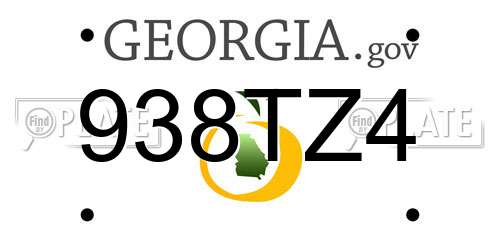 938TZ4 Georgia License Plate