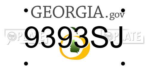 9393SJ Georgia License Plate