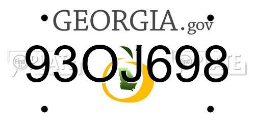 93OJ698 Georgia License Plate