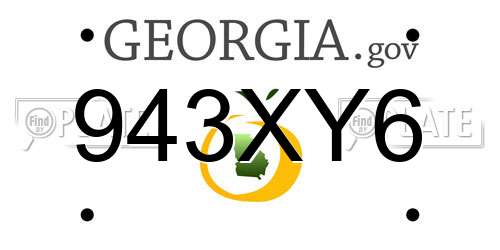943XY6 Georgia License Plate