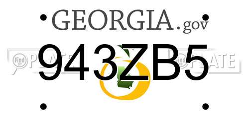 943ZB5 Georgia License Plate