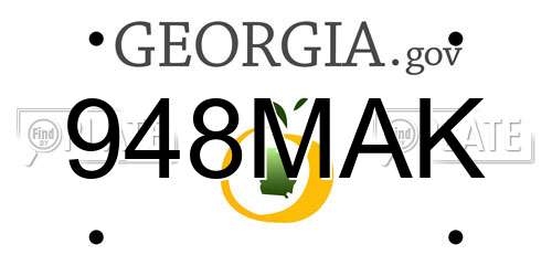 948MAK Georgia License Plate