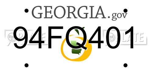 94FQ401 Georgia License Plate