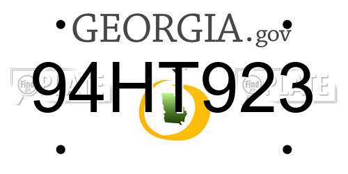 94HT923 Georgia License Plate