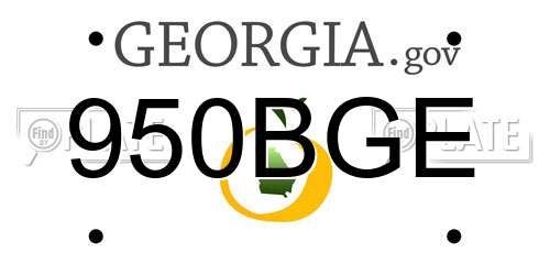 950BGE Georgia License Plate