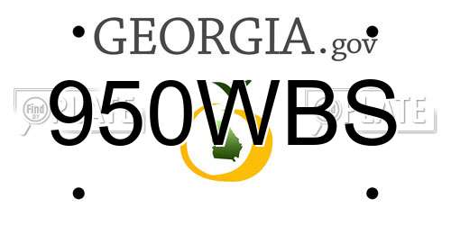 950WBS Georgia License Plate
