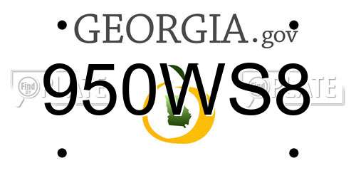 950WS8 Georgia License Plate