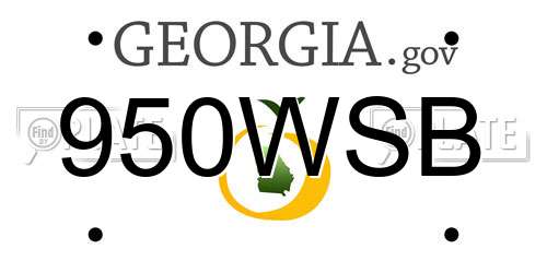 950WSB Georgia License Plate