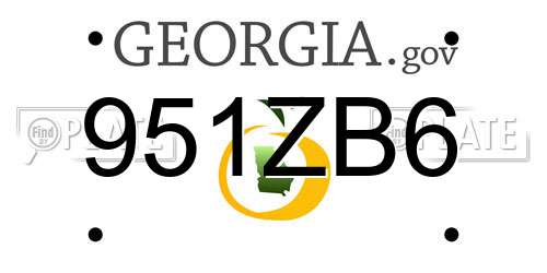 951ZB6 Georgia License Plate
