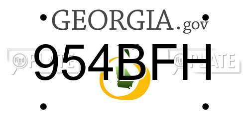 954BFH Georgia License Plate