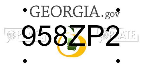 958ZP2 Georgia License Plate