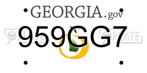 959GG7 Georgia License Plate