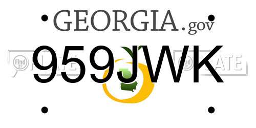 959JWK Georgia License Plate