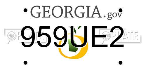 959UE2 Georgia License Plate