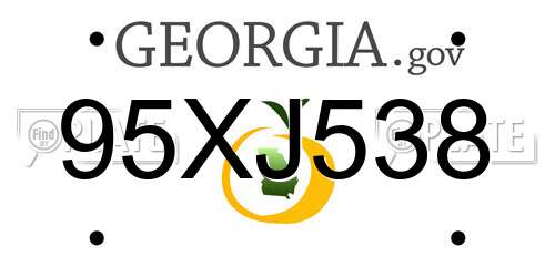 95XJ538 Georgia License Plate
