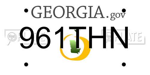 961THN Georgia License Plate