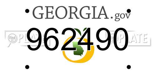 962490 Georgia License Plate