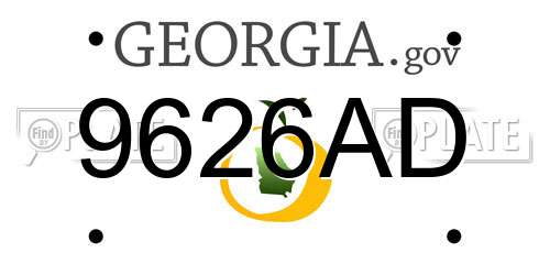 9626AD Georgia License Plate