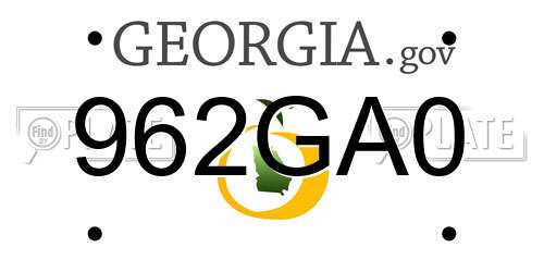 962GA0 Georgia License Plate