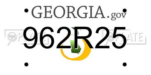962R25 Georgia License Plate
