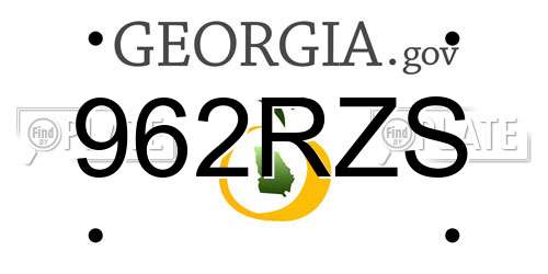 962RZS Georgia License Plate