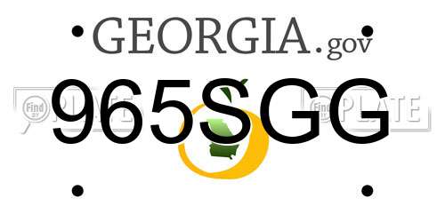965SGG Georgia License Plate