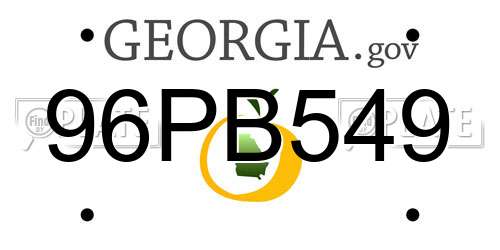 96PB549 Georgia License Plate