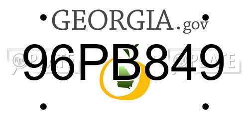 96PB849 Georgia License Plate