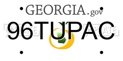 96TUPAC Georgia License Plate