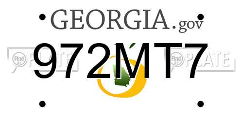 972MT7 Georgia License Plate