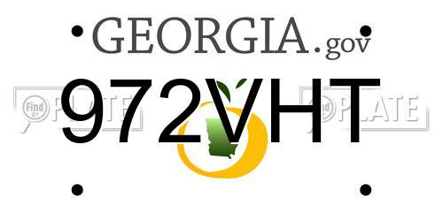 972VHT Georgia License Plate