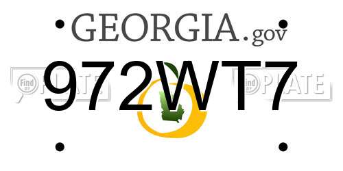 972WT7 Georgia License Plate