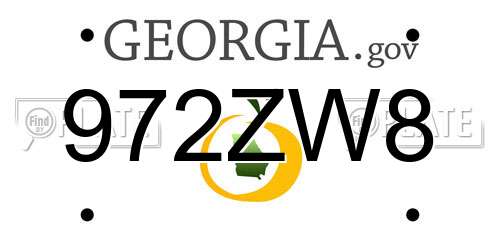 972ZW8 Georgia License Plate