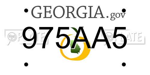 975AA5 Georgia License Plate