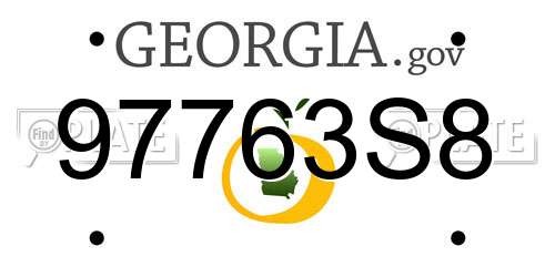 97763S8 Georgia License Plate