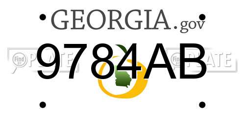 9784AB Georgia License Plate