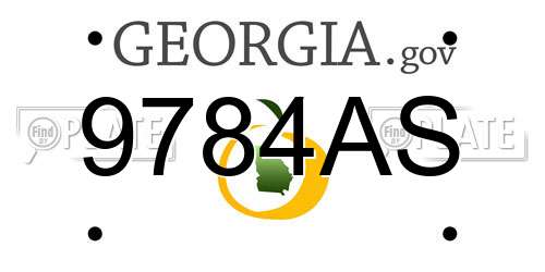 9784AS Georgia License Plate