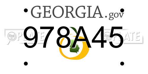 978A45 Georgia License Plate
