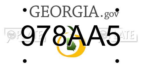 978AA5 Georgia License Plate