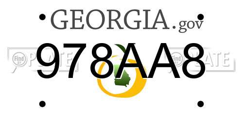 978AA8 Georgia License Plate