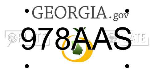 978AAS Georgia License Plate