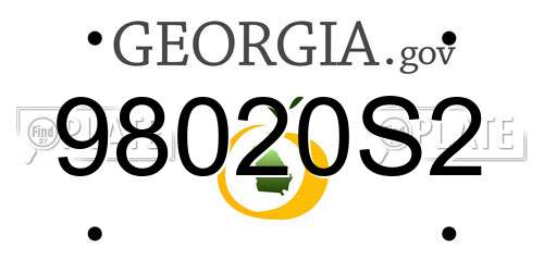 98020S2 Georgia License Plate